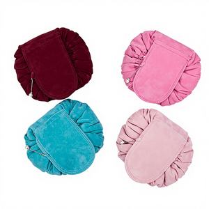 Factory Wholesale Portable Lazy Travel Cosmetic <b>Bag</b> Customized <b>Velvet</b> Fabric Drawstring Magic Makeup <b>Bags</b> - Product Image 1