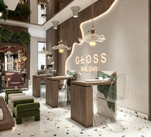 ออกแบบตกแต่งภายในร้านทำเล็บและต่อขนตาแบบครบวงจร เฟอร์นิเจอร์ร้านเสริมสวยสั่งทำพิเศษ โต๊ะเครื่องแป้ง เคาน์เตอร์โชว์สินค้า ผู้ผลิต - Product Image 2