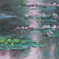 Peinture à l'huile de fleur de nénuphars impressionnistes de Monet peinte à la main