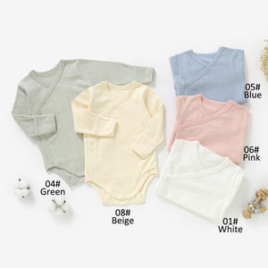 Baju bayi kimono lengan panjang katun premium pointelle rib, lembut, cocok untuk bayi baru lahir, untuk segala musim - Product Image 2