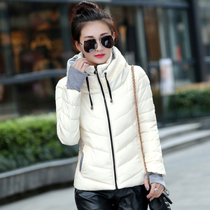 Winter Damen Übergröße Parkas Verdickte Oberbekleidung Einfarbige Kapuzenmäntel Kurze Schlanke Damen-Grundoberbekleidung - Product Image 3