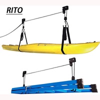 Système de poulie aérienne de 125 lbs de capacité pour levage au plafond garage toiture kayak palans pour canoë vélo échelle stockage
