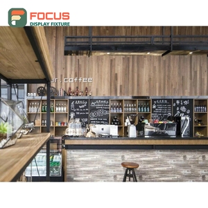 ชั้นวางสินค้ากาแฟแบบทนทาน ลายไม้ ชั้นวางแบบเปิด เหมาะสำหรับร้านกาแฟ - Product Image 3