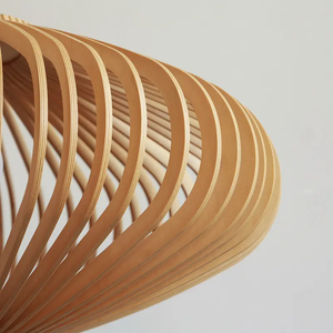 Lustre suspendu artisanal durable en bois et bambou, abat-jour en osier tressé en jonc de mer, lampe suspendue en rotin tressé - Product Image 4