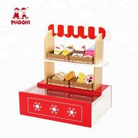 Soporte de exhibición plegable para bebidas, helados, pan, galletas, panadería, tienda de pasteles de madera, juguete para niños 3 +