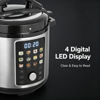 Vente flash - Cuiseur à pression électrique multifonction 12 en 1, acier inoxydable, écran LED numérique, commande à une touche, intérieur antiadhésif