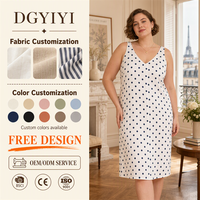 Robe florale pour femmes, grande taille, en coton et lin, imprimée, col en V, sans manches, longueur genou, été, à pois, avec logo personnalisé