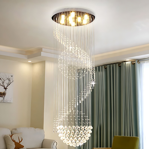 <span class=keywords><strong>Lustre</strong></span> en cristal moderne en spirale, cascade double hélice LED, grand modèle pour plafond haut, escalier, hall d'entrée, villa – Vente directe usine - Product Image 3