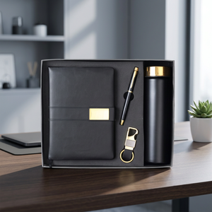 Coffret Cadeau Promotionnel de Luxe Personnalisé en Métal Gaufré avec Journal Intime et Bouteille – Nouveauté pour le Nouvel An, Thanksgiving et Noël - Product Image 1