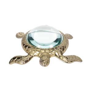 Scultura in metallo a forma di tartaruga con lente d'ingrandimento per decorazioni casa, ufficio, bagno, stile costiero - Product Image 1