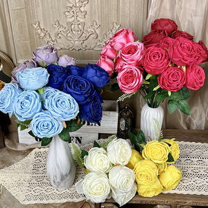 Bouquet de roses royales artificielles à 7 têtes, en soie, pour mariage, décorations, accessoires de photographie en extérieur, décoration intérieure - Product Image 1