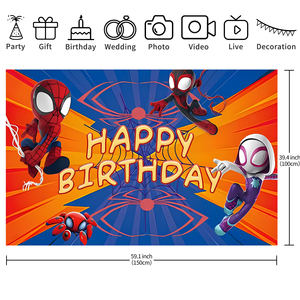 Bannière de fond à thème Spider-Man de dessin animé pour la promotion, décorations de fête d'<span class=keywords><strong>anniversaire</strong></span> pour garçons et enfants, affiches de fond Spider-Man - Product Image 6