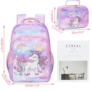 Set di 3 Zaini Leggeri con Motivo Unicorno Cartoon per Studentesse delle Elementari, Ideale per il Ritorno a Scuola - Product Image 2