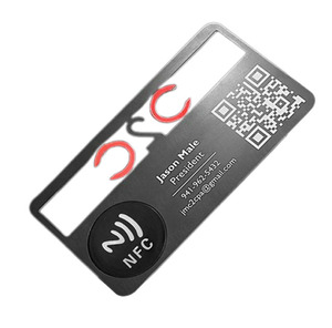 Tarjeta de visita de Metal negro NFC de acero inoxidable de lujo con impresión de texto grabado personalizado de alta calidad - Product Image 5