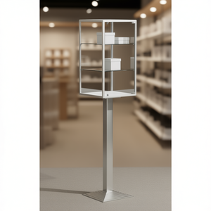 Vitrina Moderna con Marco de Aluminio, Acabado Blanco, Vidrio Templado, 43x43x194 cm, Estantes Ajustables en Altura, Puerta con Cerradura - Product Image 3