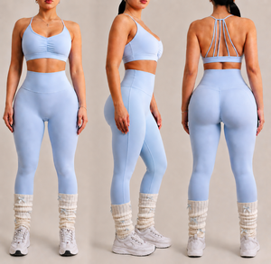 Ensemble de Vêtements de Sport Personnalisés pour Femmes, Doux, Séchage Rapide, Extensible dans les 4 Sens, Leggings et Haut de Yoga Deux Pièces - Product Image 1