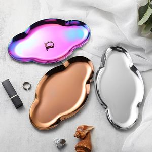 Cute Cloud Shaped Jewelry Storage Tray Stainless Steel Jewelry Display Tray Home Decoration Serving Plate - Product Image 1