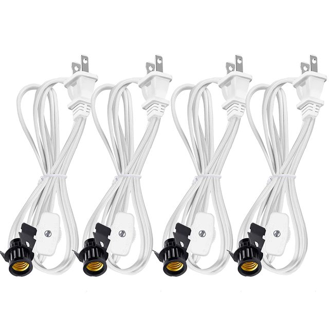 6ft E12 Single Salt Lamp Light Bulb Socket Cord Replacement Gear Switch and US Standard 2 Pole Polarized Plug Salt Light