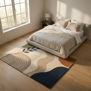 Tapis pour salon, fait main, en laine organique, tissé à la main, tapis de style botanique, tapis moderne sur mesure, tapis design pour la maison - Product Image 1