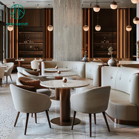 Table ronde incurvée en marbre pour café avec chaises, banquette et mobilier de restauration pour restaurant et café