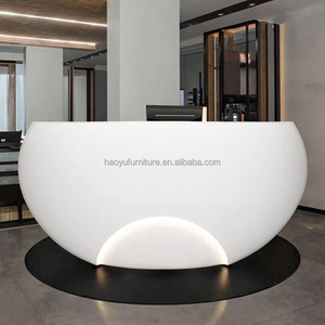 โต๊ะต้อนรับโค้งพร้อมไฟ LED สีขาวสำหรับล็อบบี้คลินิกทันตกรรม - Product Image 6