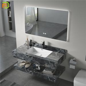 Lavabos rectangulares modernos, lavabos para pared, conjunto de lavabo de baño con espejo led - Product Image 4
