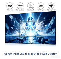 Mur vidéo LCD 4K Ultra HD 55 pouces blanc à épissure sans soudure, RDM basé sur le cloud pour la publicité au détail et les réunions, adapté au marché mondial