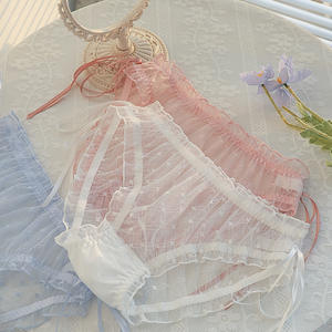 Nouvelle Collection : Culottes Courtes en <span class=keywords><strong>Dentelle</strong></span> Tricotée, Maille Unie, Douces, Quotidiennes, Écologiques, Respirantes et Transparentes pour Femmes - Product Image 1