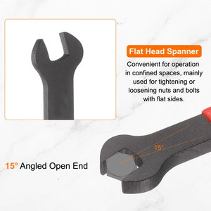 Clé à molette simple métrique Uxcell 21mm-58mm, angle décalé de 15 degrés, clé en U à tête <span class=keywords><strong>plate</strong></span>, noircie, pour réparation automobile - Product Image 3