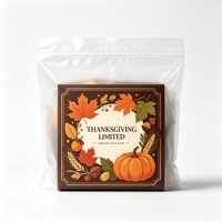 Sac plat refermable en BOPP transparent givré pour Thanksgiving, étanche, mat, de qualité alimentaire, pour emballage cadeau et enveloppe extérieure