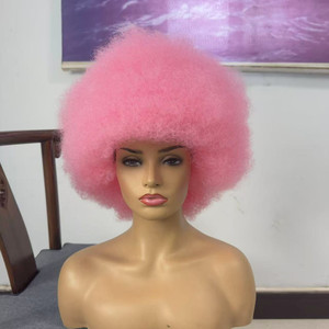 Peluca rizada sintética <span class=keywords><strong>Afro</strong></span> con flequillo, pelucas <span class=keywords><strong>Afro</strong></span> <span class=keywords><strong>de</strong></span> los años 70, <span class=keywords><strong>disfraz</strong></span> hinchable resistente al calor, peluca <span class=keywords><strong>de</strong></span> Cosplay para mujeres negras - Product Image 2