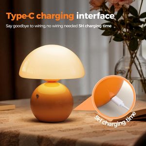 High-End Cream Ins Vintage Bedside Lamp for Bedroom Modern Style Mushroom Table Ceramic Decorative <b>Night</b> <b>Light</b> for Study Room - Product Image 2