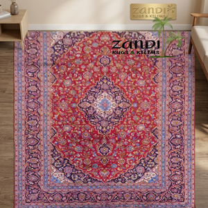 Tapis Kashan Premium noué à la main, style vintage, décoration de sol, décoration pour la maison et le bureau - Product Image 2