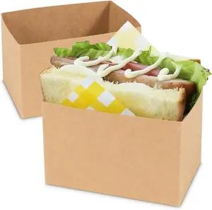 Bán buôn bánh sandwich hộp kraft giấy nâu Burger giấy Pallet hộp Gói Ăn Sáng bao bì thực phẩm CHURROS hộp giấy