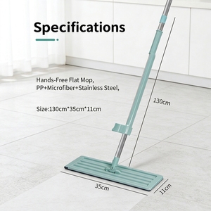 Sliding Type Squeeze Wet Dry 360 Swivel Rebound <strong>Self</strong> <strong>Wringing</strong> Adjustable Stainless Steel Pole Microfiber Pad Hands Free Flat <strong>Mop</strong> - Product Image 2