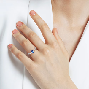 Anillo de Zafiro de Alta Calidad al por Mayor, Serie de Joyería para Damas, Diamantes Naturales Reales, Anillo de Oro Blanco Sólido de 18K para Regalo de Mujer - Product Image 3