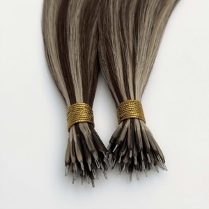 Wholesale Nano <b>Ring</b> Hair Extension Russian Cuticle Aligned Virgin Human Hair Nano <b>Ring</b> Extensions for Salon 2026 Raw Hair 1b - Product Image 6