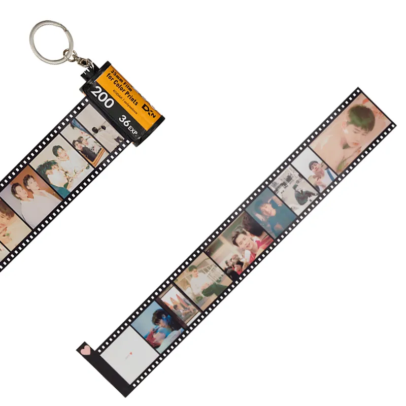 Drop shipping Personalized Keychain with Picture Custom Camera Film Camera Film Roll Ring