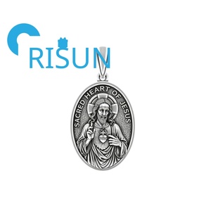 Medallón Religioso Católico, Recuerdo, Colgante, Amuleto, Cruz, Crucifijo, Sagrado Corazón de Jesús, Medallas Personalizadas - Product Image 5