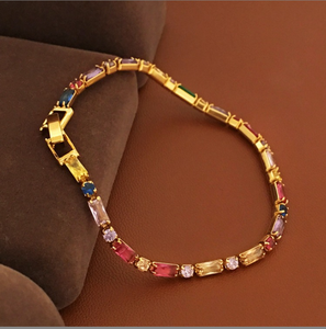 Vintage Stylish Retro Trendy Ins Style Fashion Bracelet with Zircon Colorful Contrasting <b>Charm</b> Bracelets for Daily or Party Gift - Product Image 2