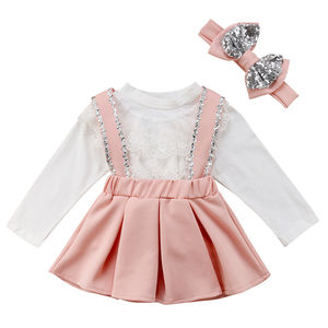 Kids Solid Clothing Sets Baby Clothes <b>Girls</b> <b>Skirts</b> and Top Suit With Lace Design of China - Product Image 1