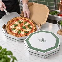 Boîtes à pizza octogonales personnalisées imprimées, emballage en papier blanc avec logo pour les restaurants à emporter et la livraison
