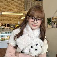 Écharpe polyvalente pour l'automne et l'hiver, écharpe en fourrure mignonne et chaude, fourrure bouclée de couleur unie, écharpe en peluche pour chiot, écharpe d'ambiance