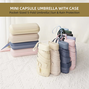 Parapluie de poche populaire de haute qualité Anti Uv UPF 50 parapluie plat pliant Capsule Mini parapluies avec étui - Product Image 2