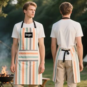 Delantal promocional impermeable a prueba de aceite logotipo personalizado diseño de impresión completa con cocinas domésticas de bolsillo - Product Image 5