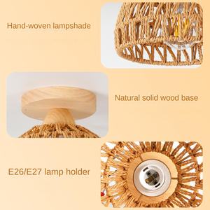 American Country Retro Industrial Style Aisle Living Room Dining Room Bedroom Study Woven Cage Rattan E26 <b>Ceiling</b> <b>Light</b> - Product Image 3