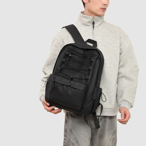 Lightweight Gray <b>Backpack</b> 15 Inch <b>Laptop</b> Compartment <b>For</b> Teenagers Leisure Travel Solid Color Polyester Lining - Product Image 3