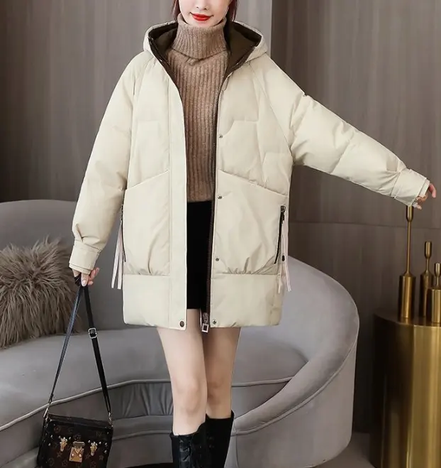Benutzer definierte Winter Overs ized Damen Polyester Long Down Hooded Touch Polster jacke Puffer Coat