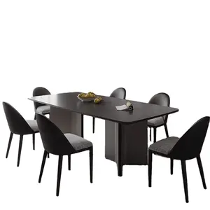 Спеченный каменный обеденный стол популярный дизайн из нержавеющей стали основа черно-белая плита верхняя мебель для ресторана для гостиной