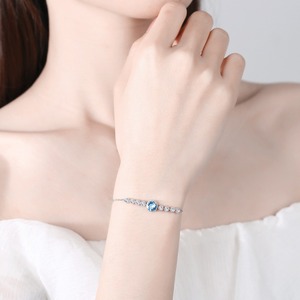 Nabest Anti-deslustre mujeres niñas 925 <span class=keywords><strong>plata</strong></span> esterlina bisel ajuste cristal pulsera compromiso boda <span class=keywords><strong>pulseras</strong></span> joyería - Product Image 4